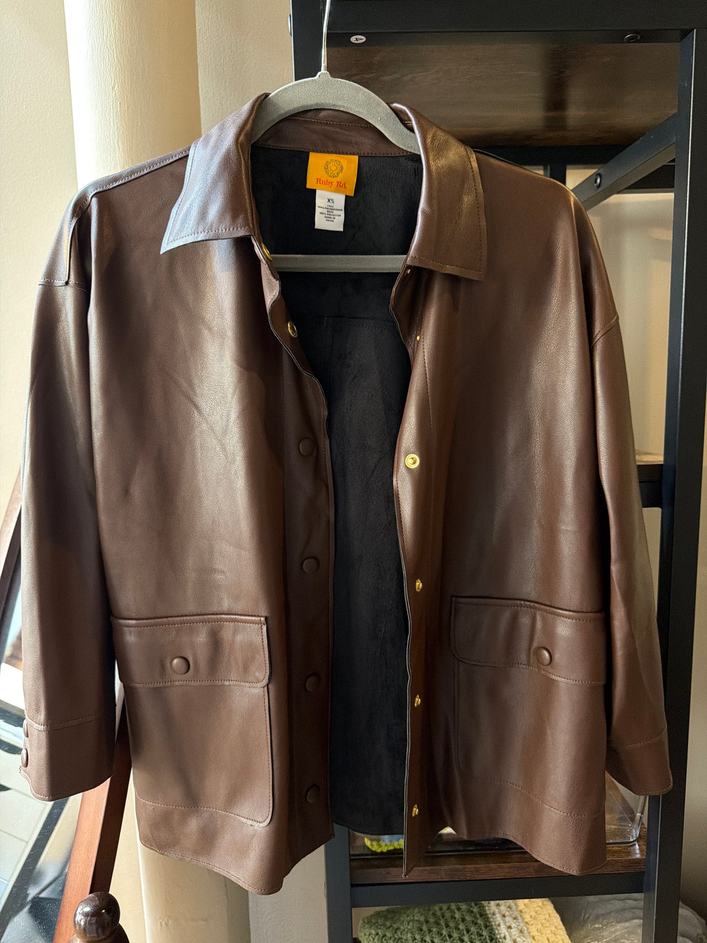 Brown Faux Leather Jacket