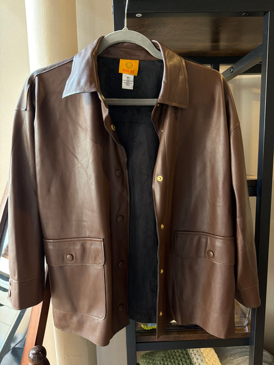 Brown Faux Leather Jacket