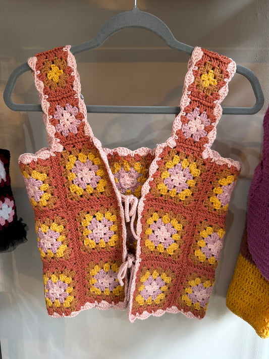 Multi-color Granny Square Sweater Vest