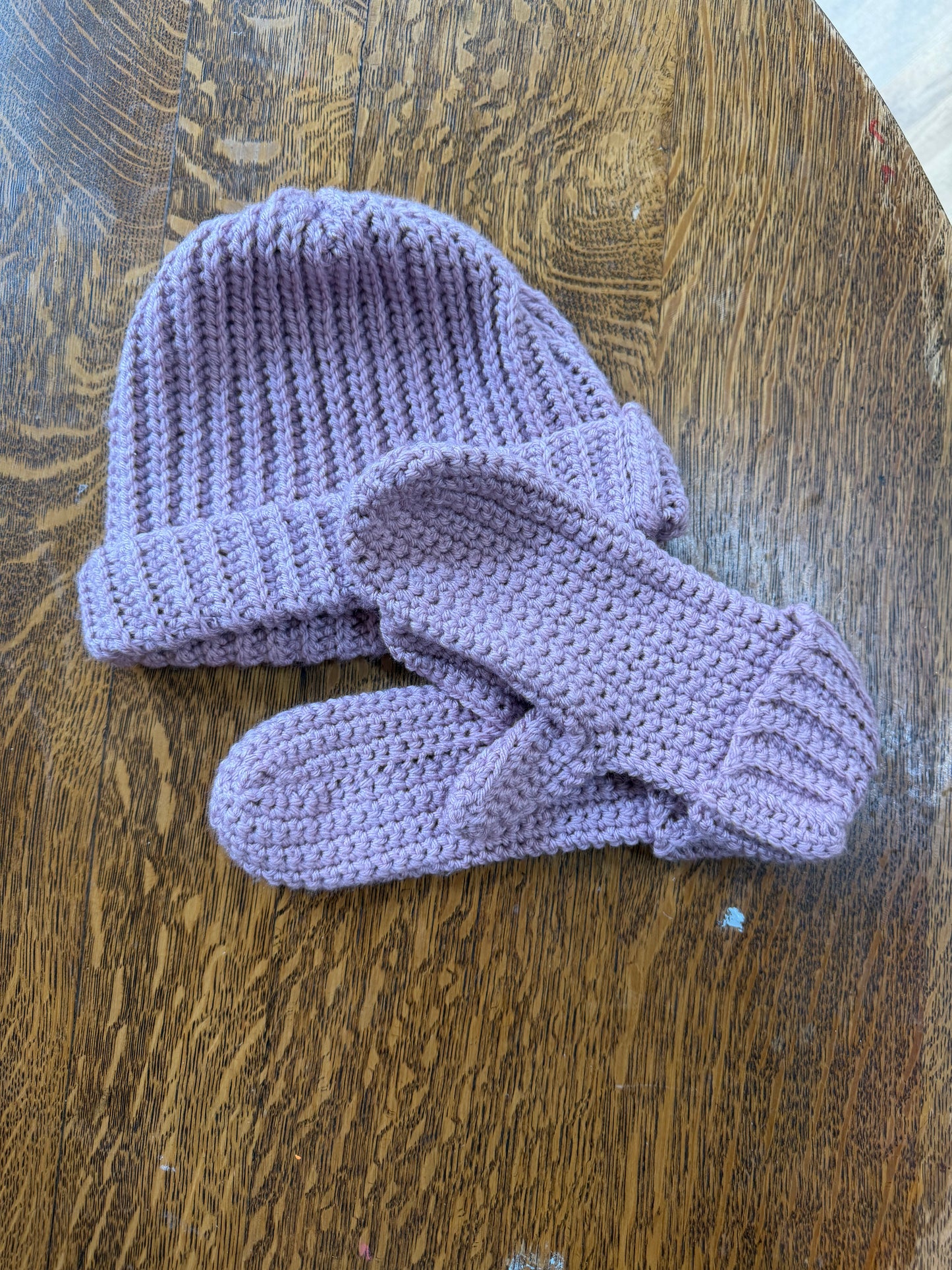 Crochet Mittens & Beanie Set